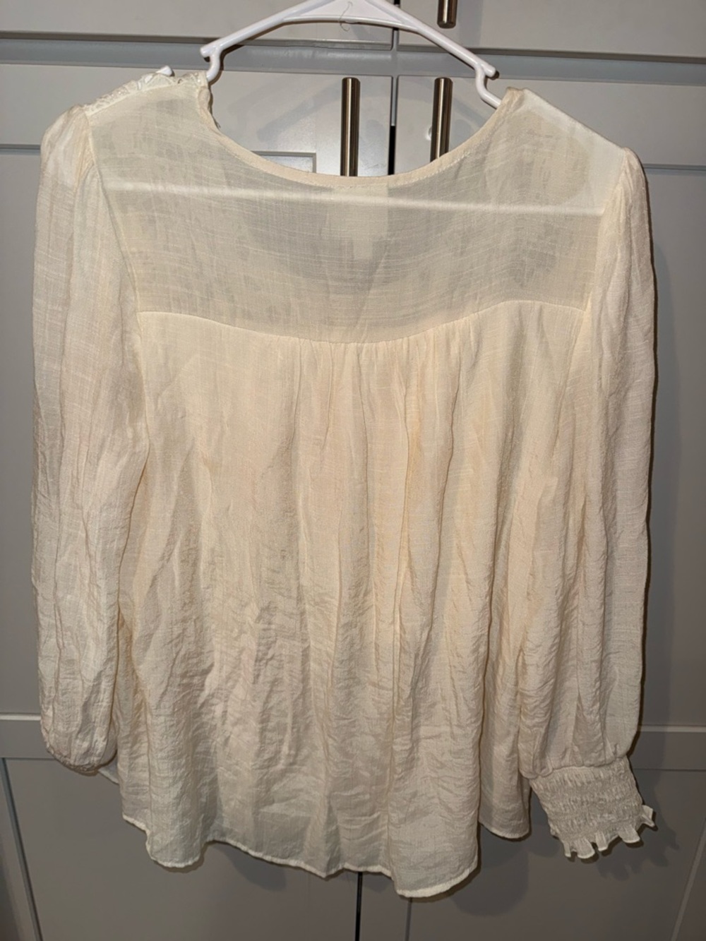 Fig & Flower Cream Lace Boho Blouse Medium NWOT Lined top - Picture 2 of 7